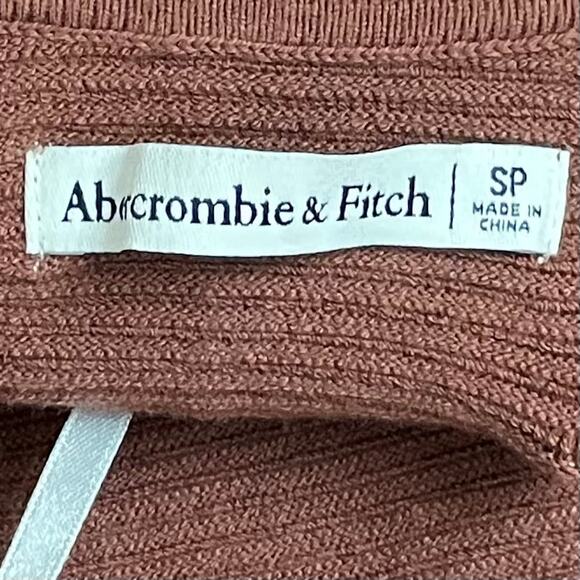 Abercrombie & Fitch Dress Womens Small Petite Brown Scuba Ribbed Knit Mini Cross - Picture 10 of 12